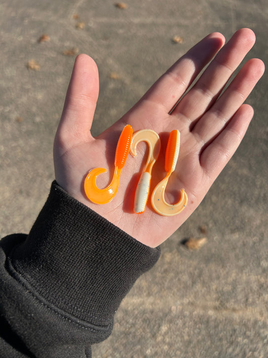 Orange Float Curly Tail Grub
